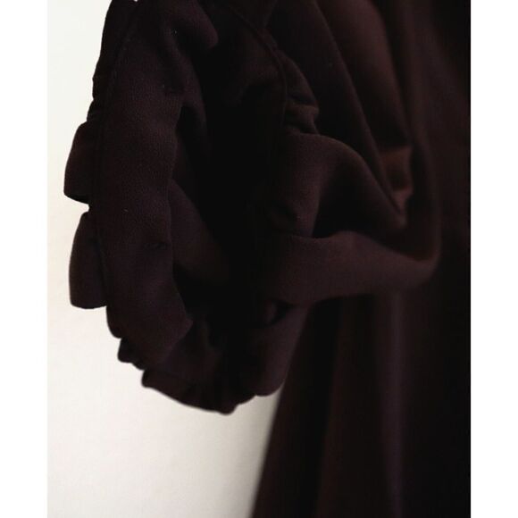 Rebecca Taylor 722243D193 Women Sz 2 Port Brown 3/4 Puffed Sleeve Mini Dress - Picture 6 of 9